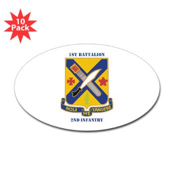 1B2I - M01 - 01 - DUI - 1st Battalion, 2nd Infantry with Text - Sticker (Oval 10 pk)