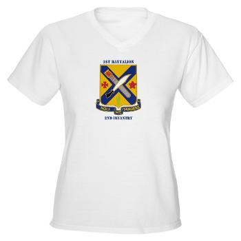 1B2I - A01 - 04 - DUI - 1st Battalion, 2nd Infantry with Text - Women's V-Neck T-Shirt