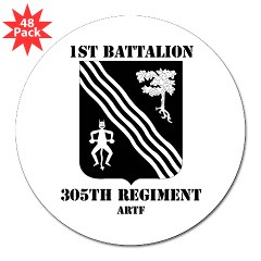 1B305FAR - M01 - 01 - 1st Battalion, 305th Field Artillery Regiment with Text - 3" Lapel Sticker (48 pk) - Click Image to Close