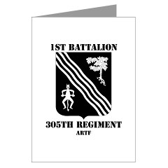 1B305FAR - M01 - 02 - 1st Battalion, 305th Field Artillery Regiment with Text - Greeting Cards (Pk of 10) - Click Image to Close