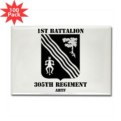 1B305FAR - M01 - 01 - 1st Battalion, 305th Field Artillery Regiment with Text - Rectangle Magnet (50 pack) - Click Image to Close