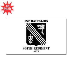 1B305FAR - M01 - 01 - 1st Battalion, 305th Field Artillery Regiment with Text - Sticker (Rectangle 10 pk)