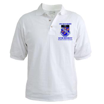 1B307R - A01 - 04 - DUI - 1st Battalion 307th Regiment with text - Golf Shirt