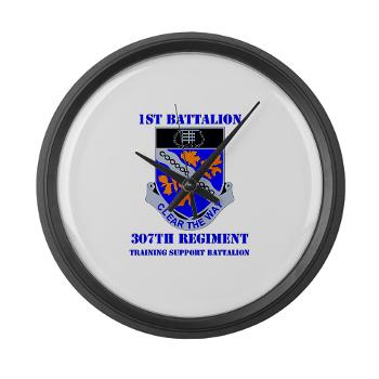1B307R - M01 - 03 - DUI - 1st Battalion 307th Regiment with text - Large Wall Clock