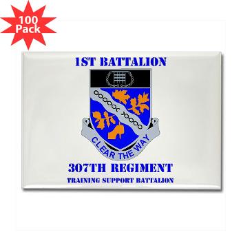 1B307R - M01 - 01 - DUI - 1st Battalion 307th Regiment with text - Rectangle Magnet (100 pack)