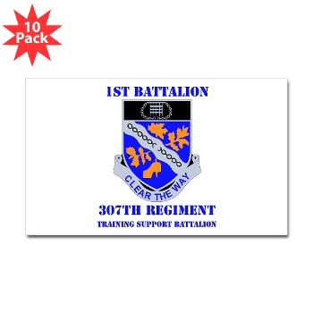 1B307R - M01 - 01 - DUI - 1st Battalion 307th Regiment with text - Sticker (Rectangle 10 pk)