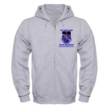 1B307R - A01 - 03 - DUI - 1st Battalion 307th Regiment with text - Zip Hoodie