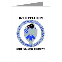 1B30IR - M01 - 02 - DUI - 1st Bn - 30th Infantry Regiment with Text Greeting Cards (Pk of 10) - Click Image to Close