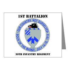 1B30IR - M01 - 02 - DUI - 1st Bn - 30th Infantry Regiment with Text Note Cards (Pk of 20)