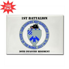 1B30IR - M01 - 01 - DUI - 1st Bn - 30th Infantry Regiment with Text Rectangle Magnet (100 pack)