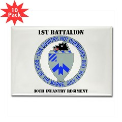 1B30IR - M01 - 01 - DUI - 1st Bn - 30th Infantry Regiment with Text Rectangle Magnet (10 pack)