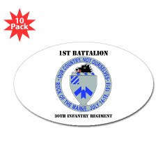1B30IR - M01 - 01 - DUI - 1st Bn - 30th Infantry Regiment with Text Sticker (Oval 10 pk)