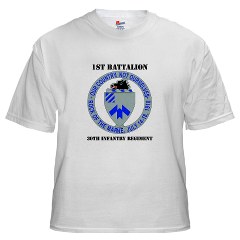 1B30IR - A01 - 04 - DUI - 1st Bn - 30th Infantry Regiment with Text White T-Shirt - Click Image to Close
