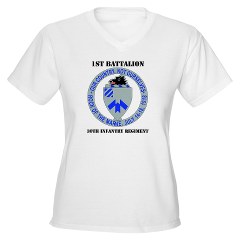 1B30IR - A01 - 04 - DUI - 1st Bn - 30th Infantry Regiment with Text Women's V-Neck T-Shirt