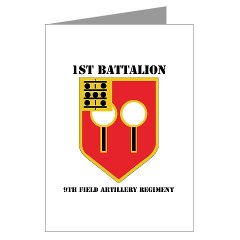 1B9FAR - M01 - 02 - DUI - 1st Bn - 9th FA Regt with Text Greeting Cards (Pk of 10)