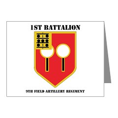 1B9FAR - M01 - 02 - DUI - 1st Bn - 9th FA Regt with Text Note Cards (Pk of 20)