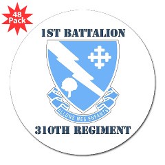 1B310R - M01 - 01 - DUI - 1st Bn - 310th Regt with Text 3" Lapel Sticker (48 pk) - Click Image to Close