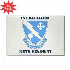 1B310R - M01 - 01 - DUI - 1st Bn - 310th Regt with Text Rectangle Magnet (10 pack) - Click Image to Close
