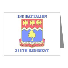 1B311R - M01 - 02 - DUI - 1st Bn - 311th Regt with Text Note Cards (Pk of 20)