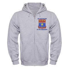 1B311R - A01 - 03 - DUI - 1st Bn - 311th Regt with Text Zip Hoodie - Click Image to Close