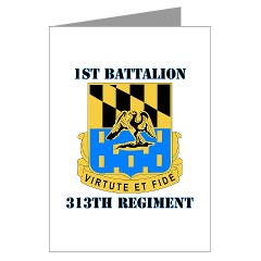 1B313R - M01 - 02 - DUI - 1st Bn - 313th Regt with Text Greeting Cards (Pk of 10)