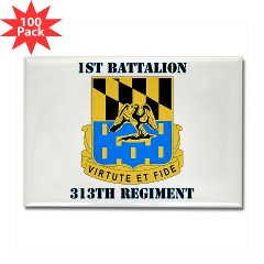 1B313R - M01 - 01 - DUI - 1st Bn - 313th Regt with Text Rectangle Magnet (10 pack) - Click Image to Close