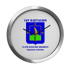 1B314ITS - M01 - 03 - DUI - 1st Battalion - 314th Infantry (TS) with Text Modern Wall Clock