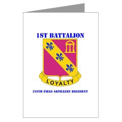 1B319AFAR - M01 - 02 - DUI - 1st Battalion - 319th Airborne FA Regt with Text - Greeting Cards (Pk of 20)