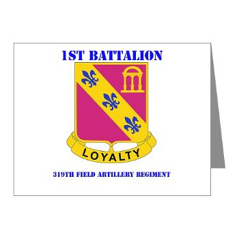 1B319AFAR - M01 - 02 - DUI - 1st Battalion - 319th Airborne FA Regt with Text - Note Cards (Pk of 20)