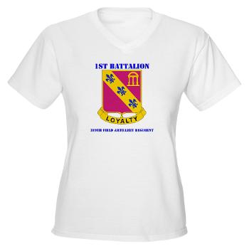1B319AFAR - A01 - 04 - DUI - 1st Battalion - 319th Airborne FA Regt with Text - Women's V-Neck T-Shirt - Click Image to Close