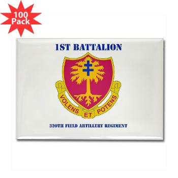1B320FAR - M01 - 01 - DUI - 1st Bn - 320th FA Regt with Text - Rectangle Magnet (100 pack) - Click Image to Close