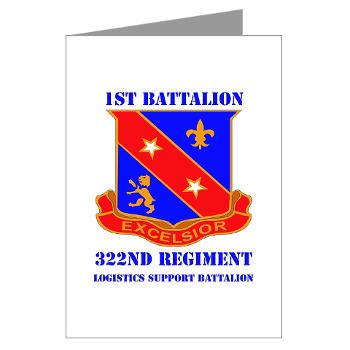 1B322RLS - M01 - 02 -DUI - 1st Bn - 322nd Regt (LS) with Text - Note Cards (Pk of 20)