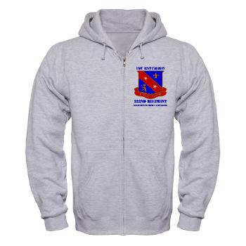 1B322RLS - A01 - 03 - DUI - 1st Bn - 322nd Regt (LS) with Text - Zip Hoodie - Click Image to Close