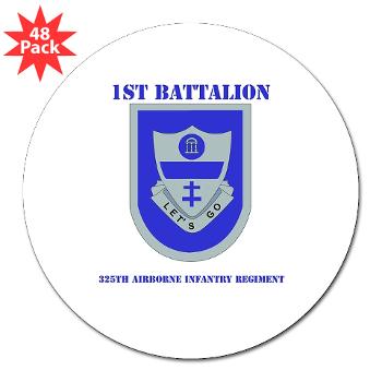 1B325AIR - M01 - 01 - DUI - 1st Bn - 325th Airborne Infantry Regt with Text - 3" Lapel Sticker (48 pk)