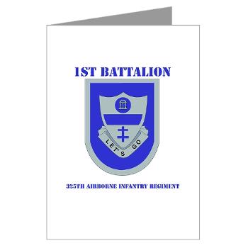 1B325AIR - M01 - 02 - DUI - 1st Bn - 325th Airborne Infantry Regt with Text - Greeting Cards (Pk of 10)