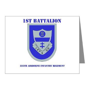 1B325AIR - M01 - 02 - DUI - 1st Bn - 325th Airborne Infantry Regt with Text - Note Cards (Pk of 20)