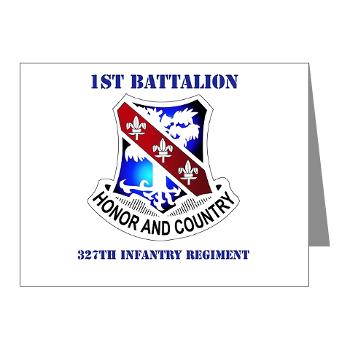 1B327IR - M01 - 02 - DUI - 1st Bn - 327th Infantry Regt with Text - Note Cards (Pk of 20)