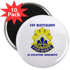 1B32IR - M01 - 01 - DUI - 1st Bn - 32nd Infantry Regt with Text 2.25" Magnet (10 pack)