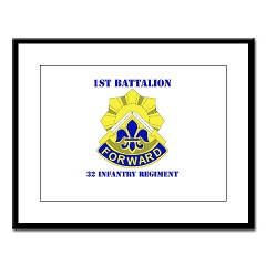1B32IR - M01 - 02 - DUI - 1st Bn - 32nd Infantry Regt with Text Small Framed Print