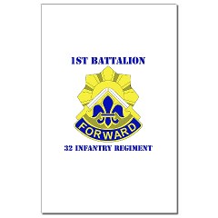 1B32IR - M01 - 02 - DUI - 1st Bn - 32nd Infantry Regt with Text Mini Poster Print - Click Image to Close