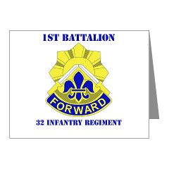 1B32IR - M01 - 02 - DUI - 1st Bn - 32nd Infantry Regt with Text Note Cards (Pk of 20)