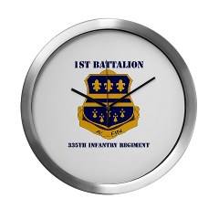 1B335I - M01 - 03 - DUI - 1st Battalion - 335th Infantry with Text Modern Wall Clock