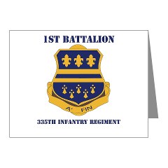 1B335I - M01 - 02 - DUI - 1st Battalion - 335th Infantry with Text Note Cards (Pk of 20)