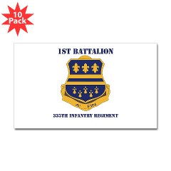 1B335I - M01 - 01 - DUI - 1st Battalion - 335th Infantry with Text Sticker (Rectangle 10 pk) - Click Image to Close