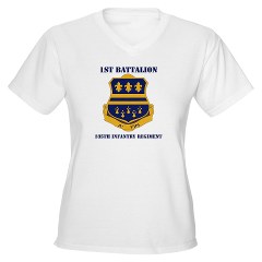 1B335I - A01 - 04 - DUI - 1st Battalion - 335th Infantry with Text Women's V-Neck T-Shirt - Click Image to Close