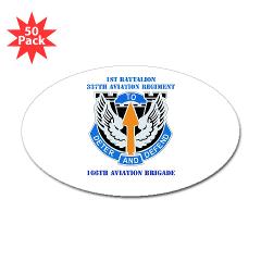 1B337AR - M01 - 01 - DUI - 1st Bn - 337th Aviation Regiment with Text Sticker (Oval 50 pk) - Click Image to Close