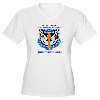 1B337AR - A01 - 04 - DUI - 1st Bn - 337th Aviation Regiment with Text Women's V-Neck T-Shirt