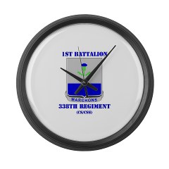1B338RTS - M01 - 03 - DUI - 1st Bn - 338th Regt(CS/CSS) with Text Large Wall Clock - Click Image to Close
