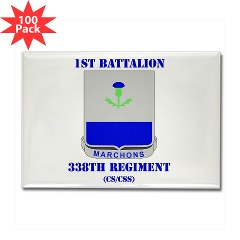 1B338RTS - M01 - 01 - DUI - 1st Bn - 338th Regt(CS/CSS) with Text Rectangle Magnet (100 pack) - Click Image to Close