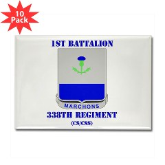 1B338RTS - M01 - 01 - DUI - 1st Bn - 338th Regt(CS/CSS) with Text Rectangle Magnet (10 pack) - Click Image to Close